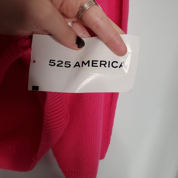 525 America Cropped Sweater Cotton Volume Sleeve Party Pink SP21S002 Size Medium - Picture 8 of 8